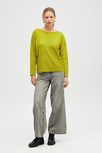 Peraluna Rio Plain Knit Women's Sweater - Lime