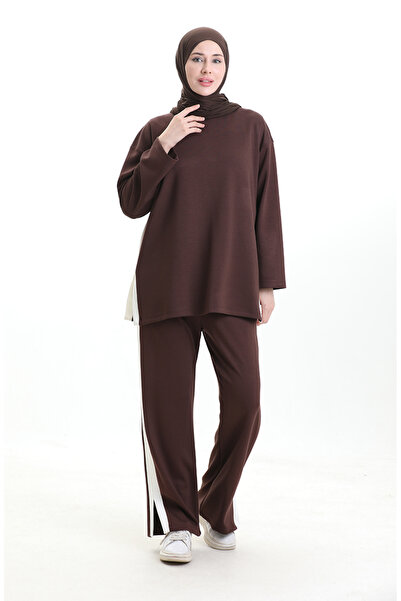 sefamerve Premium Fabric Paneled Set 11332-03 Brown