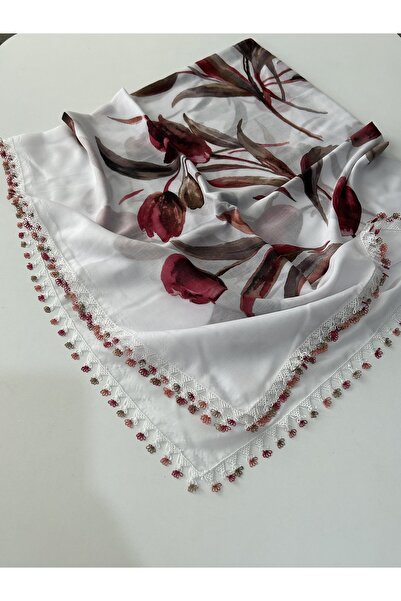REYYAN Eșarfă cu broderie manuală și cusături fine/lucru manual/acoperământ pentru cap