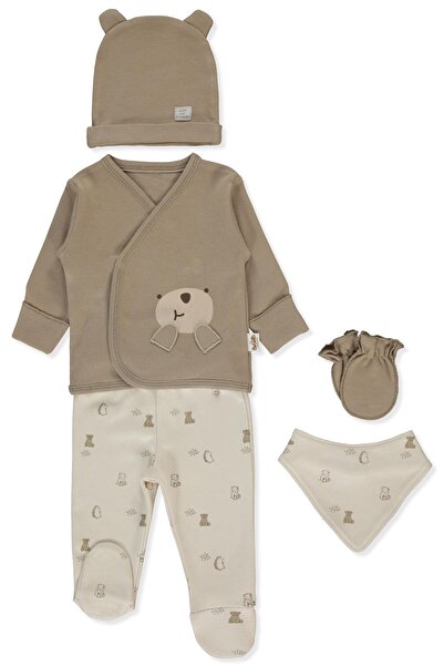 Bebetto طقم ملابس داخلية عضوية من 5 قطع (لحظة ممتعة عضوية) بني اللون