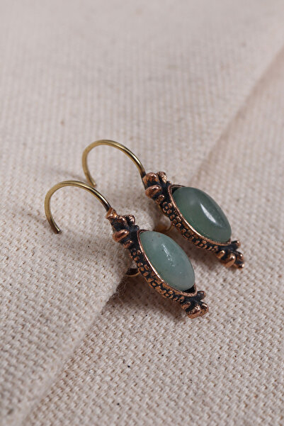 Süspüs Accessories Authentic Earrings with Green Aventurine Stone