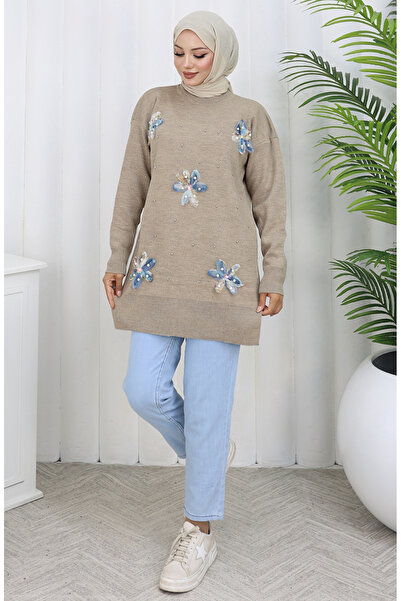 sefamerve Πλεκτά συνδυασμός υφασμάτων Τουνίκ 3010-04 Βιζόν