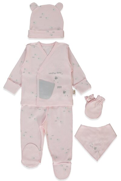 Bebetto طقم ملابس داخلية عضوية من 5 قطع (أورجانيك سليبي شيبى) باللون الوردي