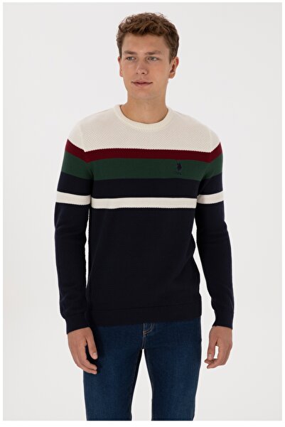 U.S. Polo Assn. U.S. Polo Assn. Textured Colorful 100% Cotton Knit Sweater
