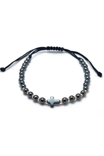 Bijolin Gold Bratara cu 10 bilute din aur 14k de 2mm si pietre Hematit Argintii