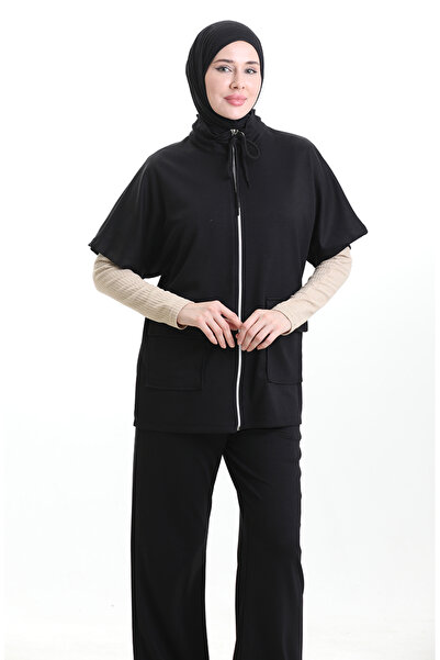 sefamerve Premium Ύφασμα σετ κοστούμι με γιλέκο Σετ 11330-04 Μαύρο