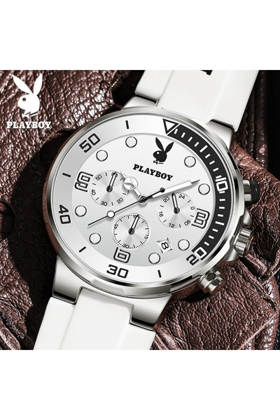 Playboy Men's Watch 3036 Black-White – Sport Design, Shock Resistant, 3ATM Water Resistant