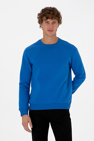 U.S. Polo Assn. Erkek Comfort Fit Bisiklet Yaka Şardonlu Saks Basic Sweatshirt 50313757-VR032