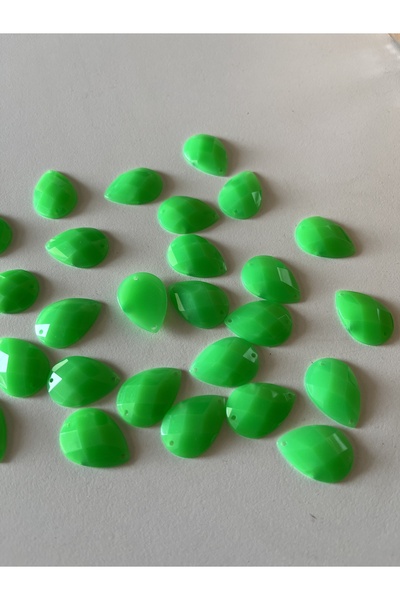 LE FANTASİA 15 قطعة - خرز بلاستيكي على شكل دمعة مصنوع يدويًا - خرز مسطح بفتحت...