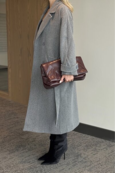 Laluvia Gray New Tokyo Long Cashmere Coat - 408021