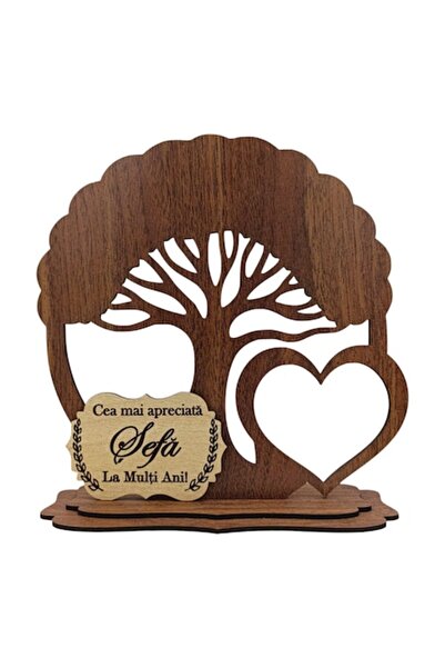 OEM Decorațiune din lemn copacul vieții cu inima,blank pentru sefa,20 cm, nuc