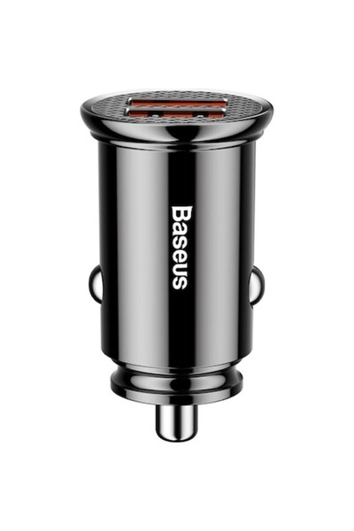 Baseus Încărcător auto circular, USB-A dual, încărcare rapidă 3.0, SPC AFC 30...