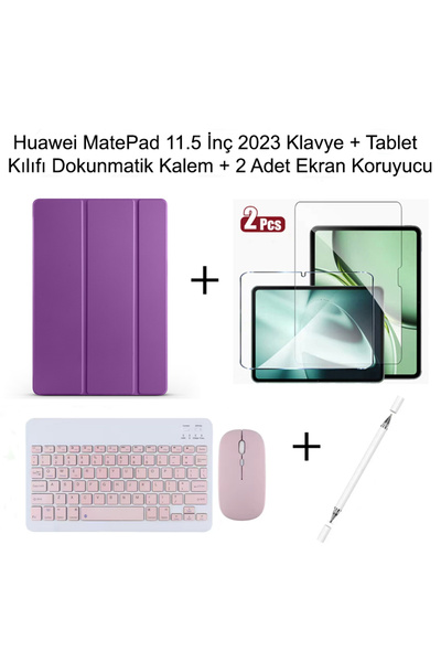 Yesnıce Huawei Matepad 11.5 İnç 2023 Uyumlu Standlı Kılıf Ve Dokunmatik Kalem Ve Klavye ve Mouse