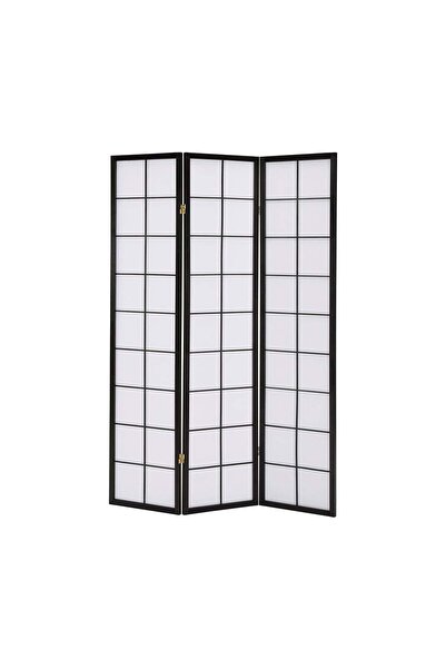 Danube Home فاصل غرفة خشبي أنيق من تومين بثلاث ألواح، لون أسود/أبيض، مع ضمان ...