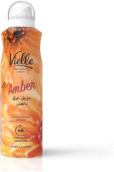 VİELLE بخاخ مزيل العرق برائحة العنبر، 150 مل، 48 ساعة