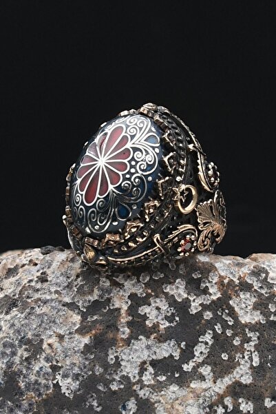 Prestige Özel Tasarım Selçuklu Zarafeti İşlemeli Mineli Vav Elif İşlemeli 925...