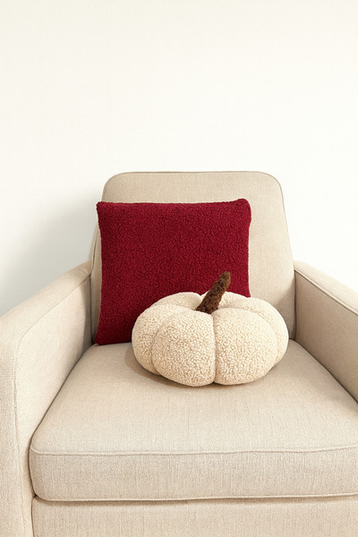 Madame Clean Home Teddy Decorative Pumpkin Pillow and Inner-Filled Cushion