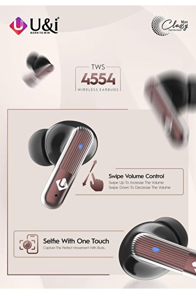 U & I Born To Win Wireless Earbuds Bluetooth Earphones Elegant Cream & Chrome For Women