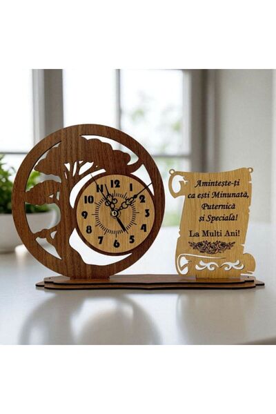 OEM Bonsai Wooden Decorative Clock for Wife/Women's Day - "Remember You're..." - 30x20 cm, Personalized