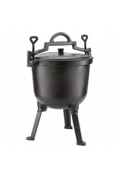 Kinghoff Cast iron cauldron with legs and lid, 7 liters, black,