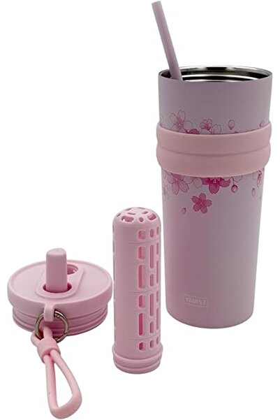 B&D B&D Vaccum Flask Bottle with Straw Cap & Filter, Pink Color