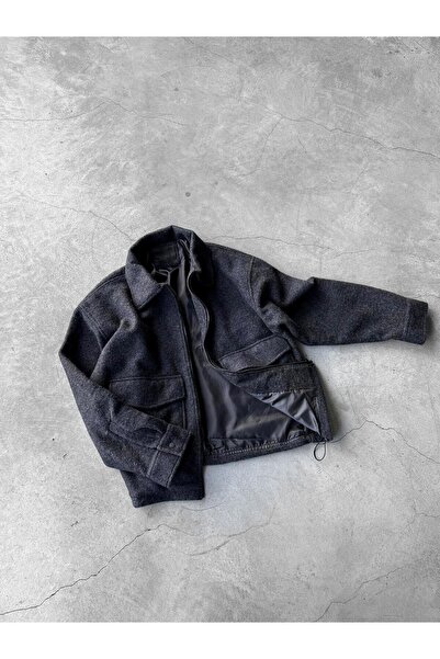 ablukaonline Чоловічий оверсайз пухнастий кашеміровий піджак синій