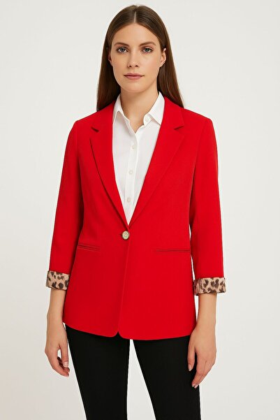 KASİDE Leopar Desen Detaylı Blazer Ceket