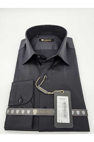 ANDINO Regular Black Plain Men's Shirt Stretch Fabric Stretch Fabric Ar052012-24
