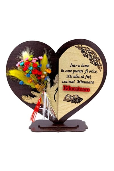 OEM Cadou personalizat pentru educator - Inimă cu pai și mesaj personalizat, ...