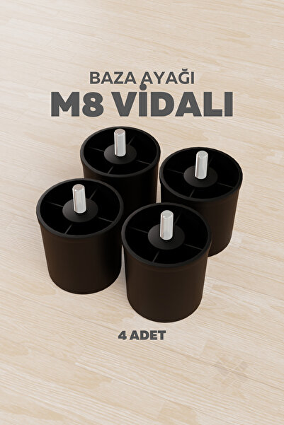 wooden lane studio Siyah 6 Cm M8 Vidalı Plastik Baza Ayağı 4’lü Set – Kanepe ...