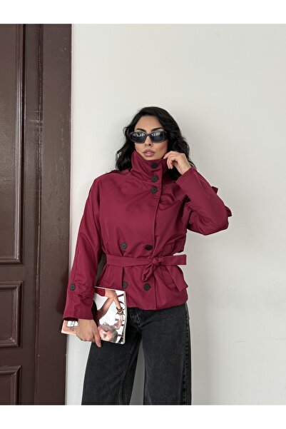 Azda Boğazlı Dügmeli Trenç Ceket Model Kodu: