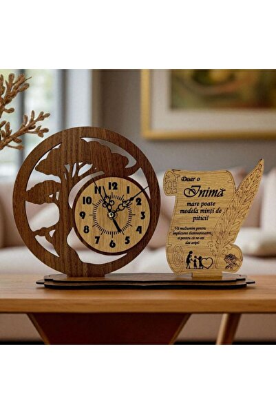 OEM Bonsai Wooden Decorative Clock for Teachers "Just a heart.." - 30x20 cm, Personalized Gift