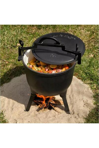 Kinghoff Enameled cast iron cauldron with legs and lid, 10 liters, black,