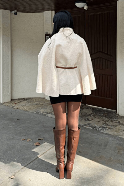 cemo Women's Bat Sleeve Belted Poncho Jacket