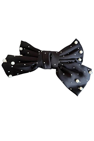 TAKIŞTIR Black Color Automatic Buckle with Pearl and Stone Detail