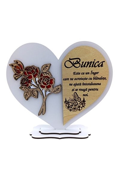 OEM Cadou personalizat pentru Bunica - model inima cu mesaj personalizat – 15 cm