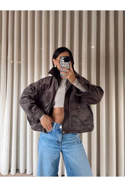 D'RECCY Дамско кожено яке със суед и цип