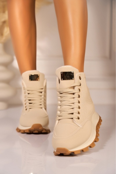 Joana Beige Faux Leather Lined Women's Boots - Size 40