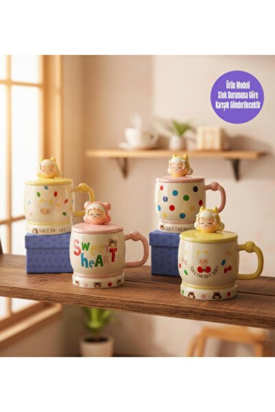 Gift Moda Cheerful Hearts Themed Ceramic Mug