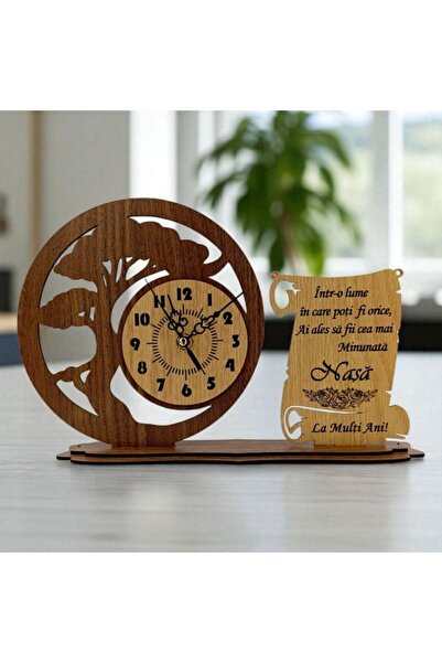 OEM Decorative wooden Bonsai clock for Godmother - 30x20 cm, Personalized gift