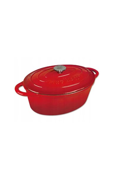 Kinghoff Enameled cast iron pot 6.2 liters, 33cm oval, saucepan with lid, red,