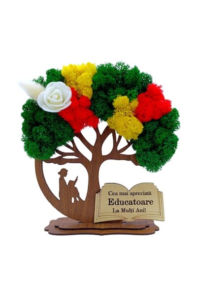 OEM Copacul vieții cu licheni și mesaj pentru educatoare – 20 cm