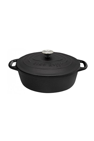 Kinghoff Cast iron pot 6.2 liters, 33cm saucepan with lid, black,