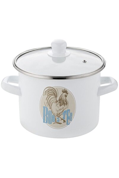 Florentyna White enameled steel pot, with heat-resistant lid, 18cm, 3L, Kogut, Florina