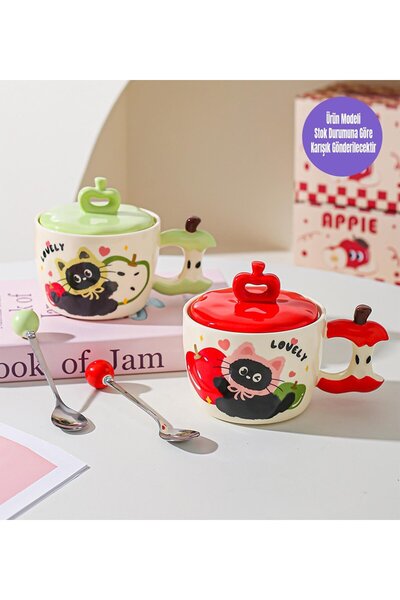 Gift Moda Cute Cat Apple Themed Ceramic Mug