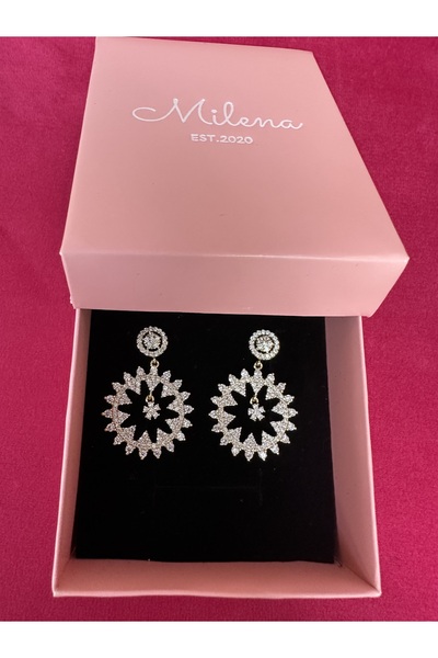 Milena Designer Store Milena Istanbul Stylish Dangle Zircon Stone Earrings