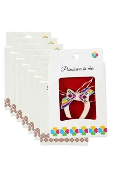 GOLD MARKET Set of 10 small brooch-style Martisoare in box, 2.5-3 cm, Horseshoe with Bow