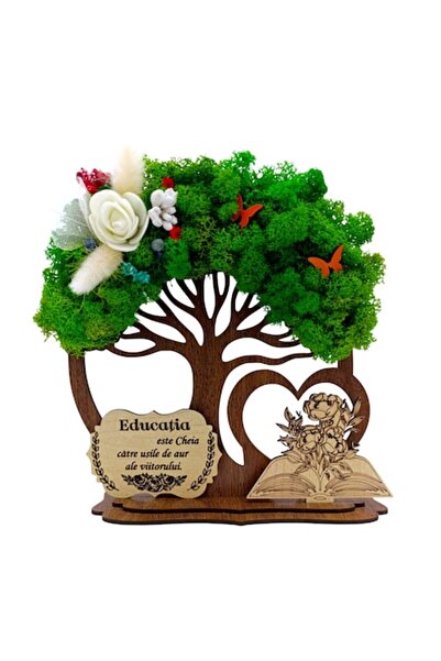 OEM Brad decorativ din lemn cu mușchi stabilizat pentru profesori „Educația e...