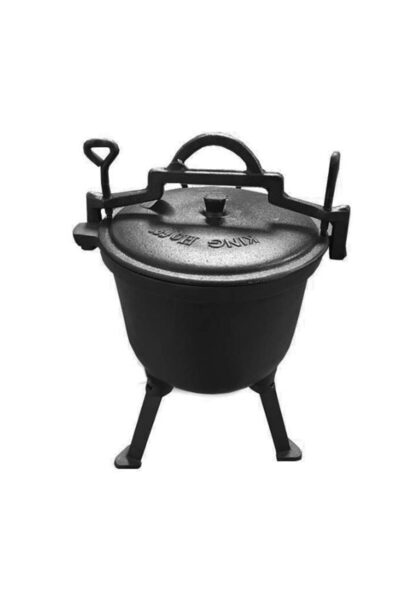 Kinghoff Enameled cast iron cauldron with legs and lid, 4 liters, black,