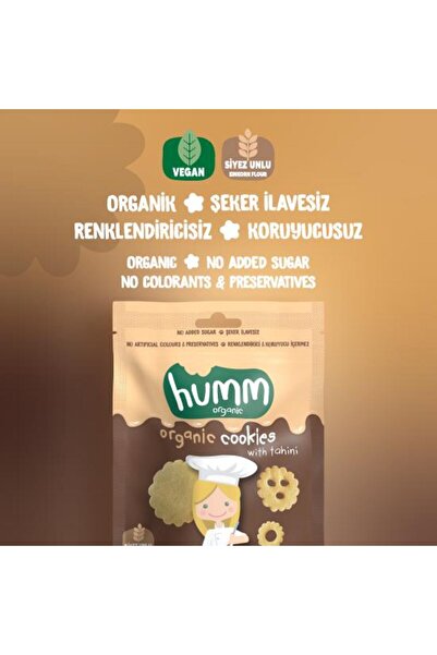 Humm Organic Organik Tahinli ve Pekmezli Vegan Kurabiye Atıştırmalık Paketi - 12 adet